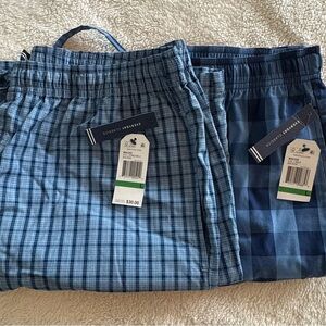 Set of 2 Nautica Men's Checkered Blue Boxers/ Sleep Shorts Size Large